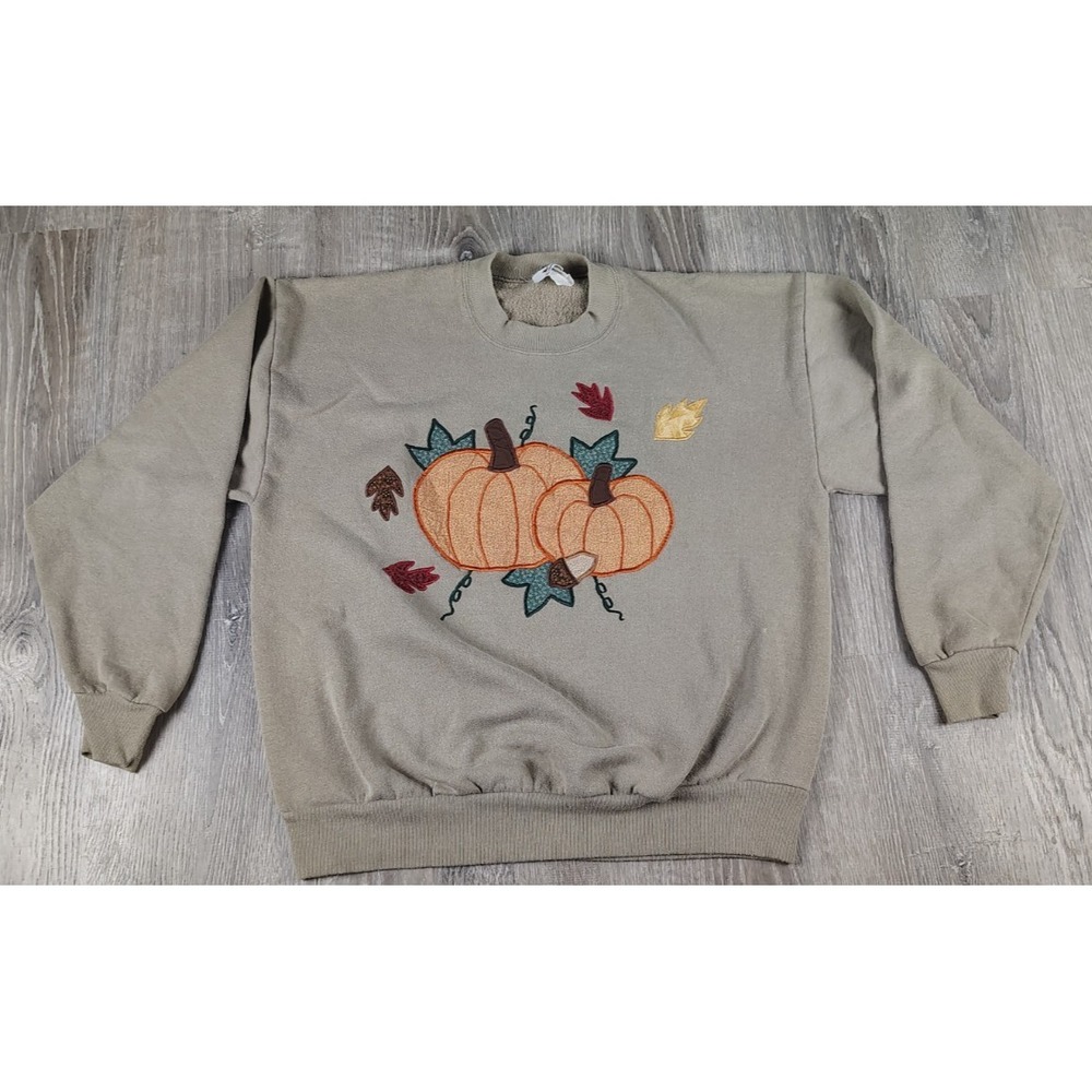 Jerzees Activewear XL Crewneck Sweater Pullover Pumpkin Fall Thanksgiving Y2K **